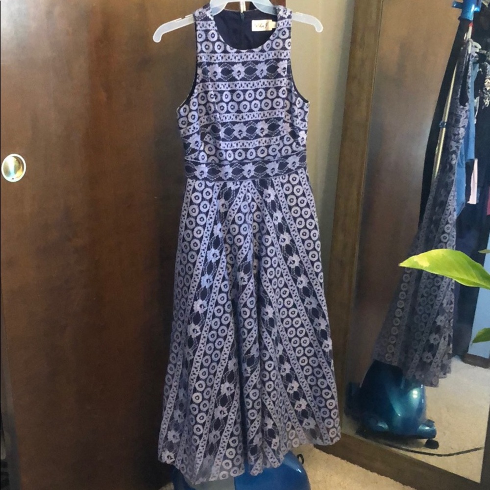 Lace blue midi dress